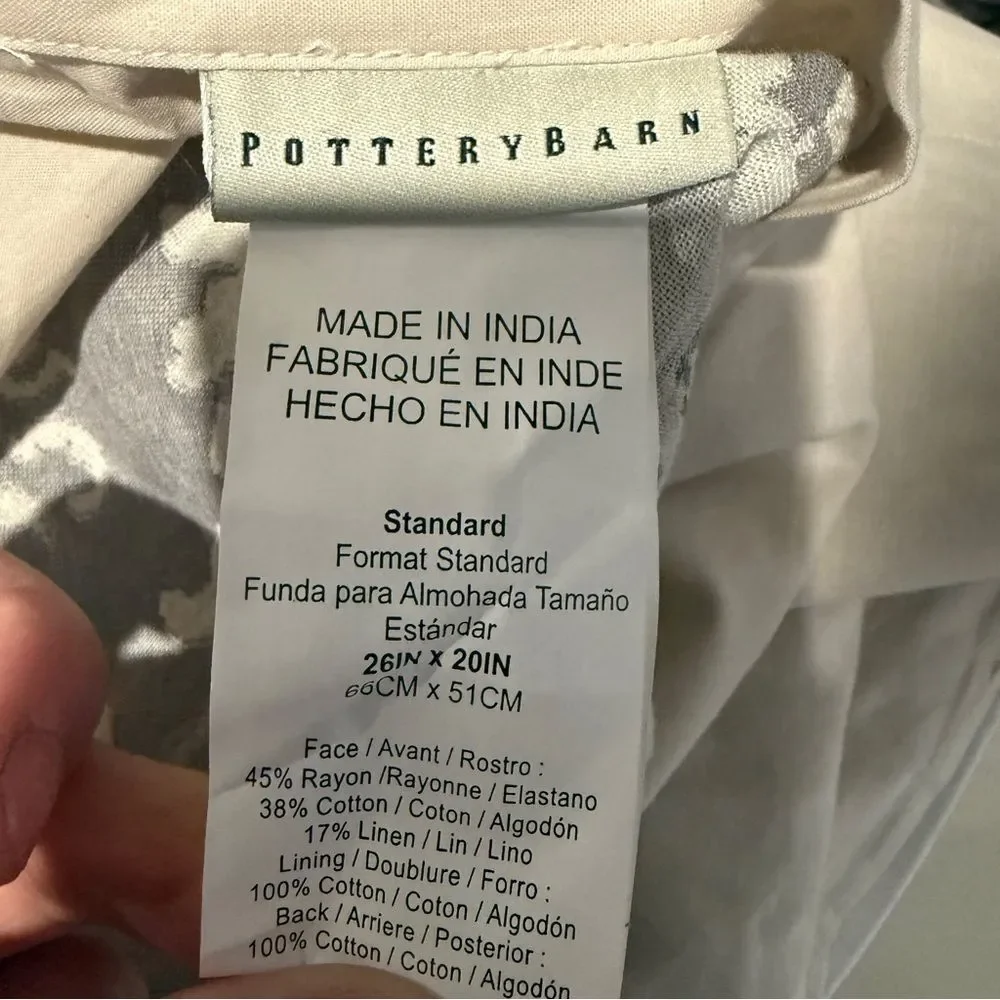 Pottery Barn Jacquard Medallion Linen Gray and Cream Shams and Claritin Insert